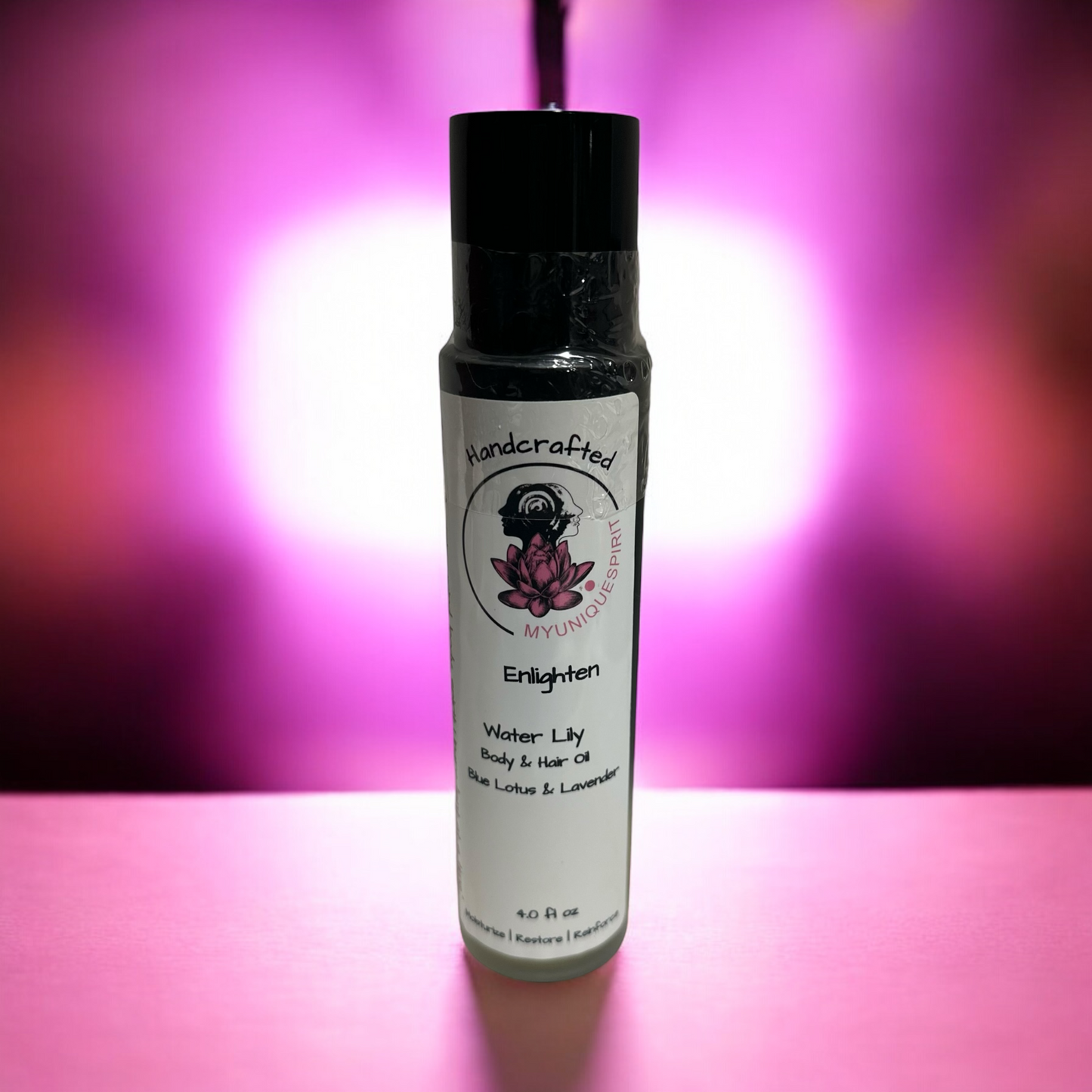 Black bottle with body oil